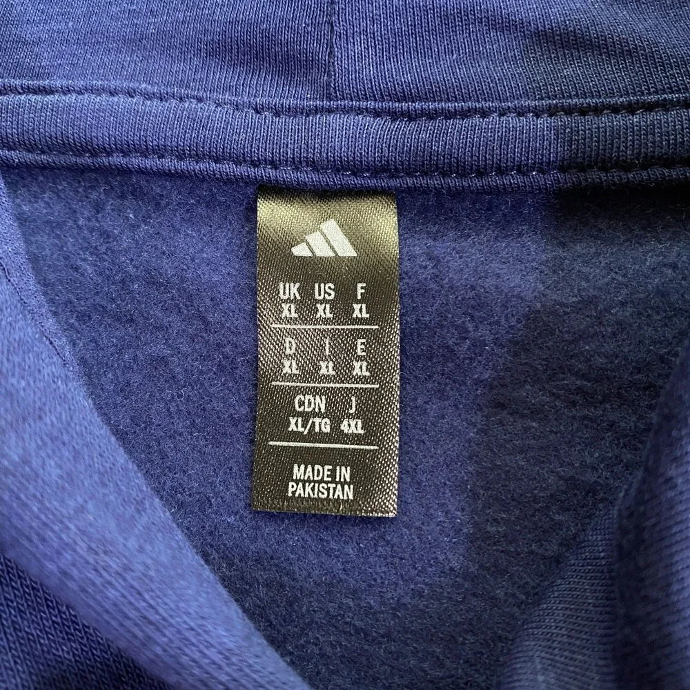 Adidas 3D Retro 70s Striped Logo Hoodie Mens XL Blue Spell Out Disco Groovy NWT